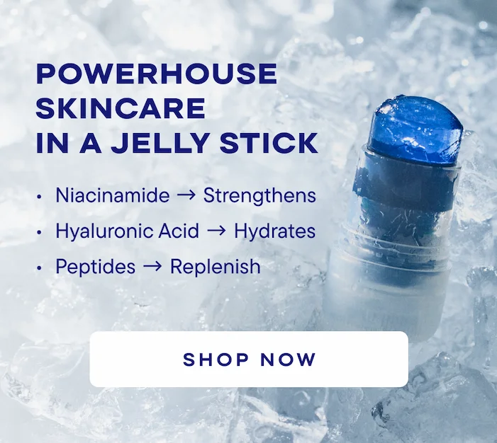 Ice with a tube of blue jelly on the right