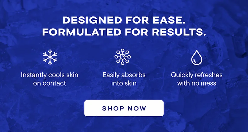 blue ice background with icons and bullet points