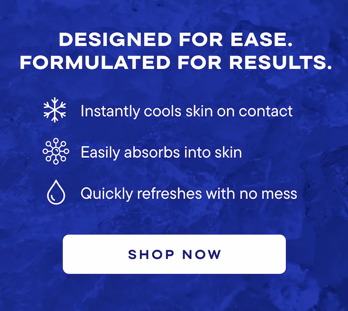 blue ice background with icons and bullet points