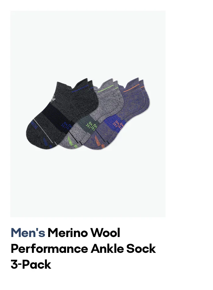 Men's Merino Wool Performance Ankle Sock 3-Pack