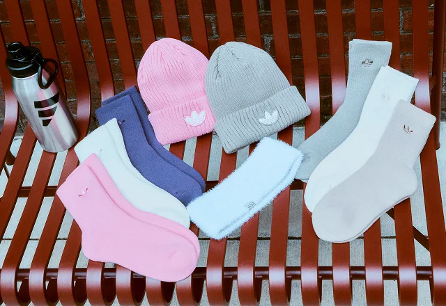 Cozy adidas socks, hats, and accessories.