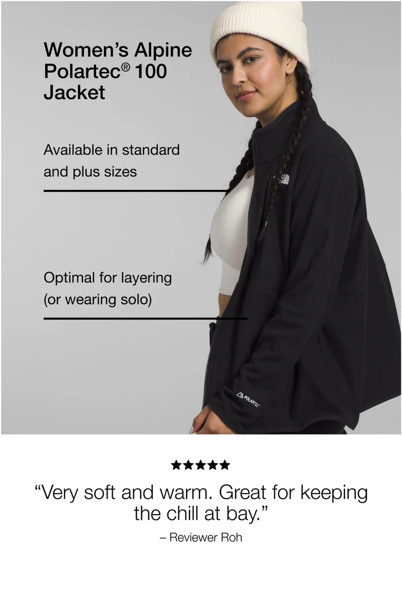 Women's Alpine Polartec® 100 Jacket - Available i standard ad plus sizes. Optimal for layering - or wearing solo.