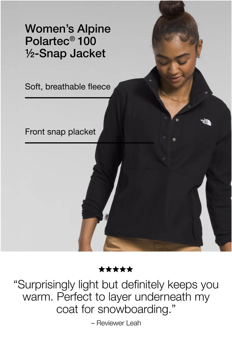 Women's Alpine Polartec® 100 ½-Snap Jacket - Soft, breathable fleece. Front snap placket.