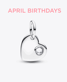 April Engravable Heart Clear Stone Dangle Charm
