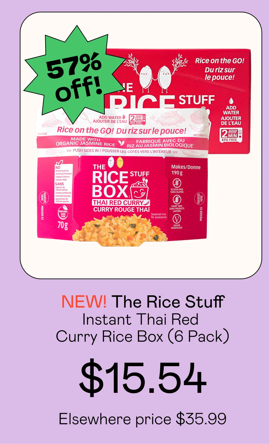 Instant Thai Red Curry Rice Box (6 Pack)
