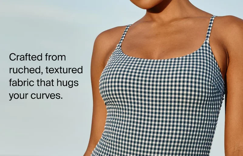 Crafted from ruched, textured fabric that hugs your curves.