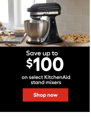 Save up to $100 on select KitchenAid stand mixers.