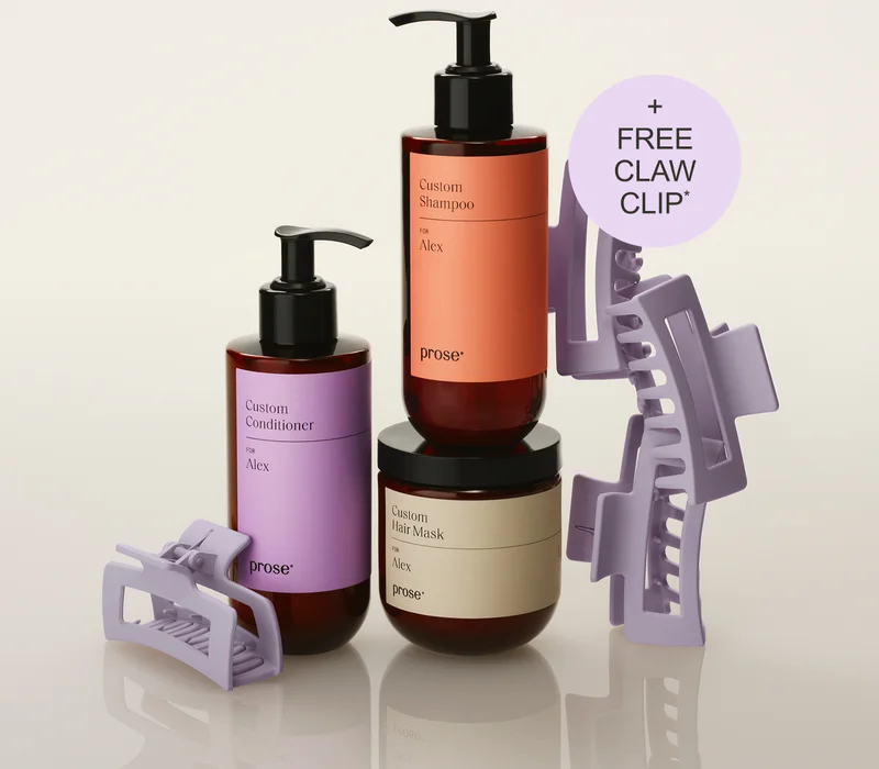 Three Prose haircare bottles with FREE purple claw clip Three Prose haircare bottles with FREE purple claw clip