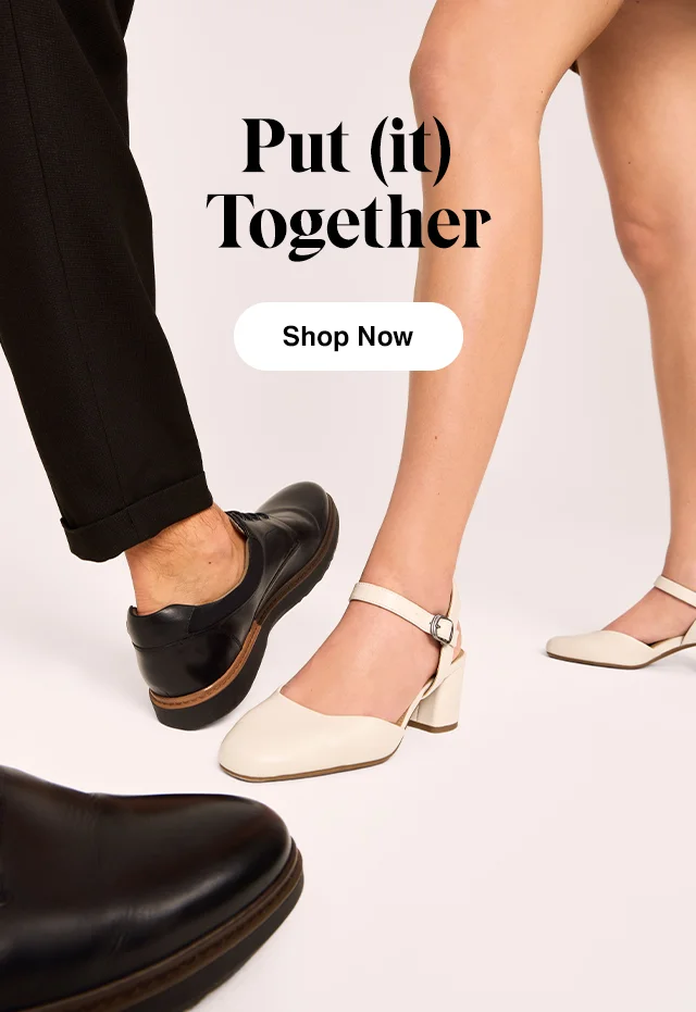 A new arrival for men, the Hank derby in Black and the women’s Melle pump in Stone. Shop All.