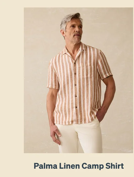 Short-Sleeve Palma Linen Camp Shirt - Sienna Valley Stripe