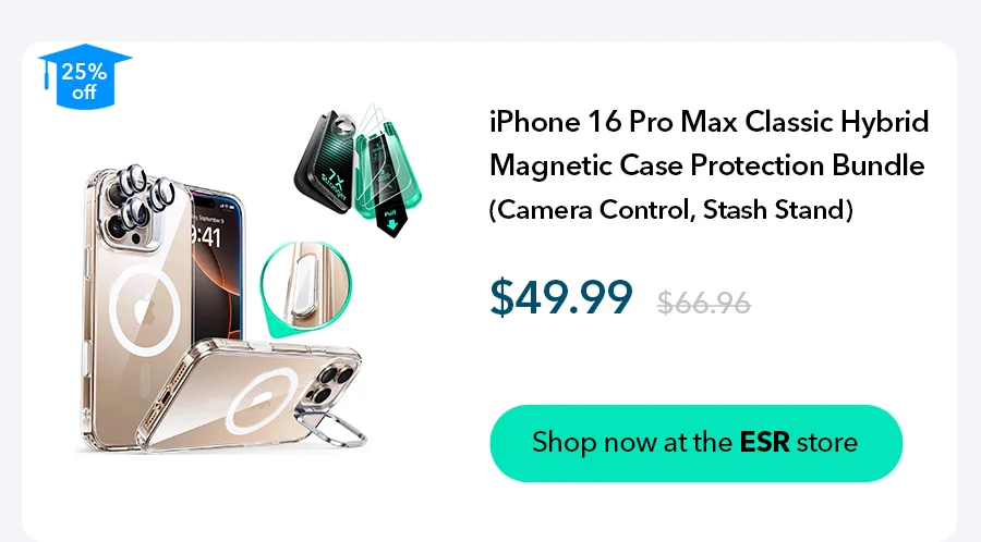 iPhone 16 Pro Max Classic Hybrid Magnetic Case Protection Bundle (Camera Control, Stash Stand)