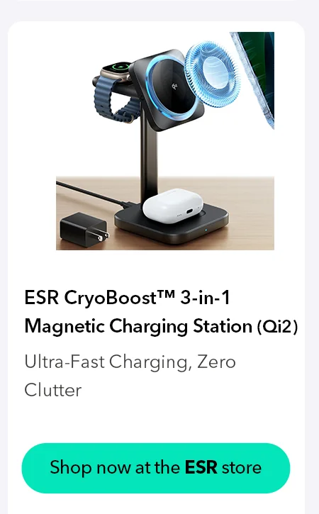 ESR CryoBoost™ 3-in-1 Magnetic Charging Station (Qi2)