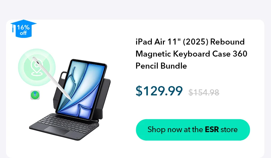 iPad Air 11" (2025) Rebound Magnetic Keyboard Case 360 Pencil Bundle