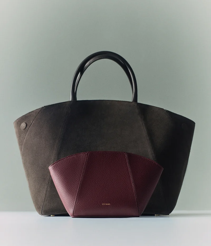 Forma Satchel Suede Mocha, Forma Pouch Cherry