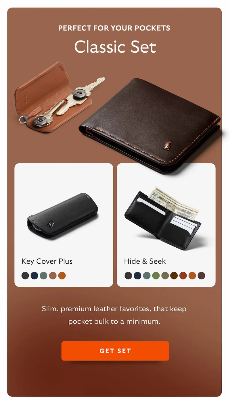 Classic Set. Slim, premium leather favorites that keep pocket bulk to a minimum.