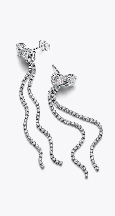 Pavé Bow Drop Earrings