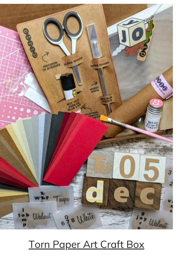 Torn Paper Art Craft Box with Tool Kit