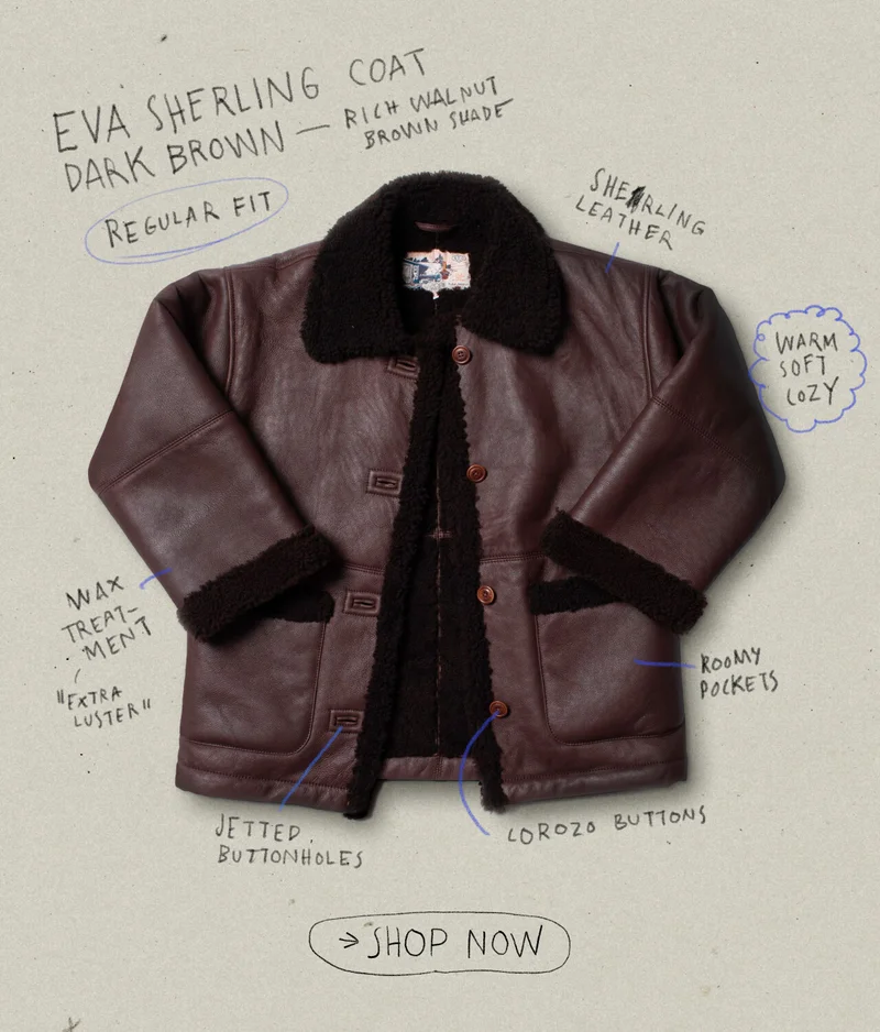 Eva Shearling Coat Dark Brown