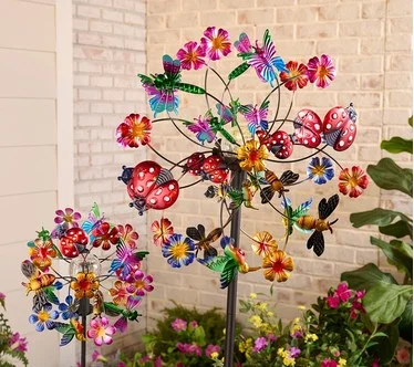 Temp-tations Outdoors Set of 2 Wind Spinners with Solar Lights