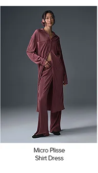 Micro Plisse Shirt Dress