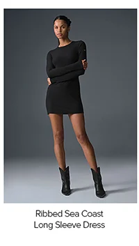 Ribbed Sea Coast Long Sleeve Dress