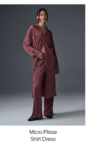 Micro Plisse Shirt Dress