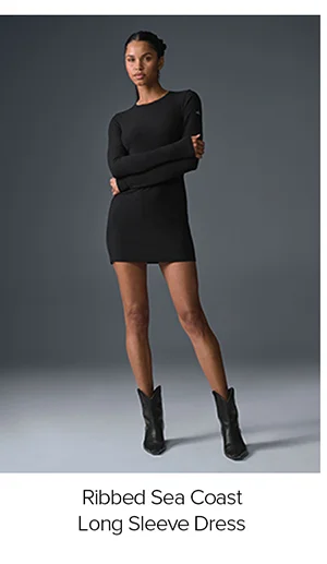 Ribbed Sea Coast Long Sleeve Dress