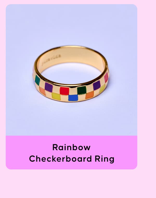 Rainbow Checkerboard Ring