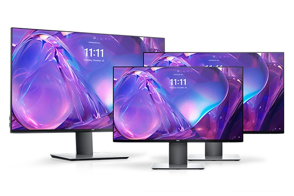 Dell 32-inch UltraSharp (U3219Q) monitor is shown with U2419HC and U2719D monitors.