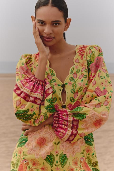 Farm Rio x Anthropologie Long-Sleeve Midi Dress