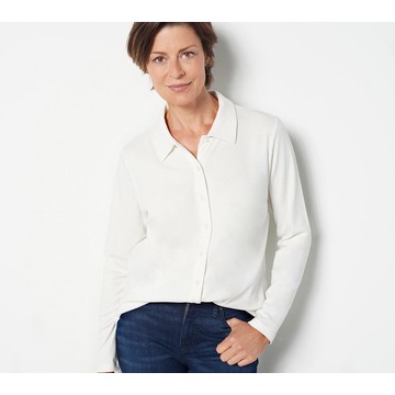 Isaac Mizrahi Live! Essentials Pima Cotton Button Front Top