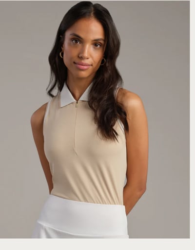 Course to Court Sleeveless Zip Polo