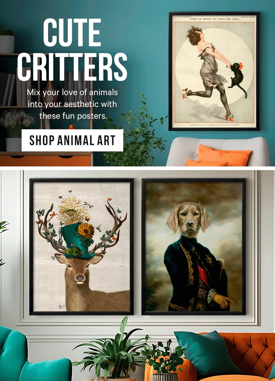 Cute Critters! Mix your love of animals into your aesthetic with these fun posters