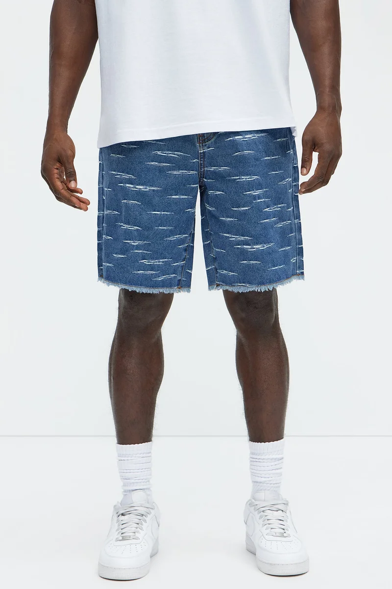 Image of Gage Relaxed Denim Shorts - Medium Blue Wash