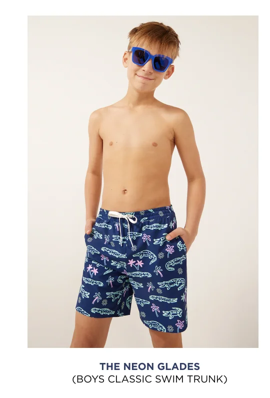 Boys Classic Swim Trunk: The Neon Glades
