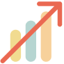 Bar chart with arrow trending up