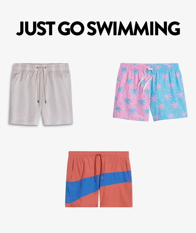A collection of new swimwear in a mix of styles, colors and patterns.
