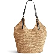 Straw Grommet Slouch Tote