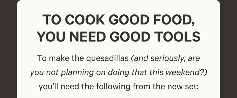 To Cook Good Food, You Need Good Tools