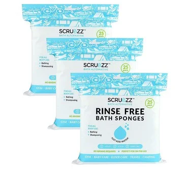 SCRUBZZ Rinse Free 75pc Bath Single Use Shower Sponge