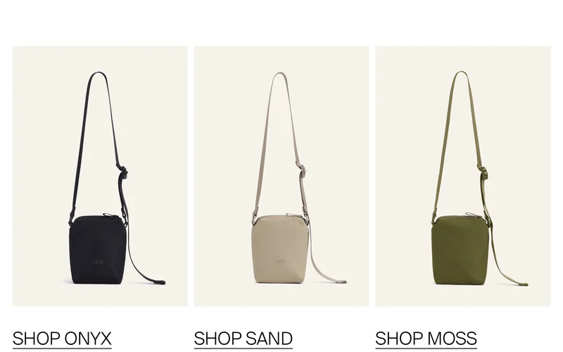 Shop Onyx, Shop Sand, Shop Moss