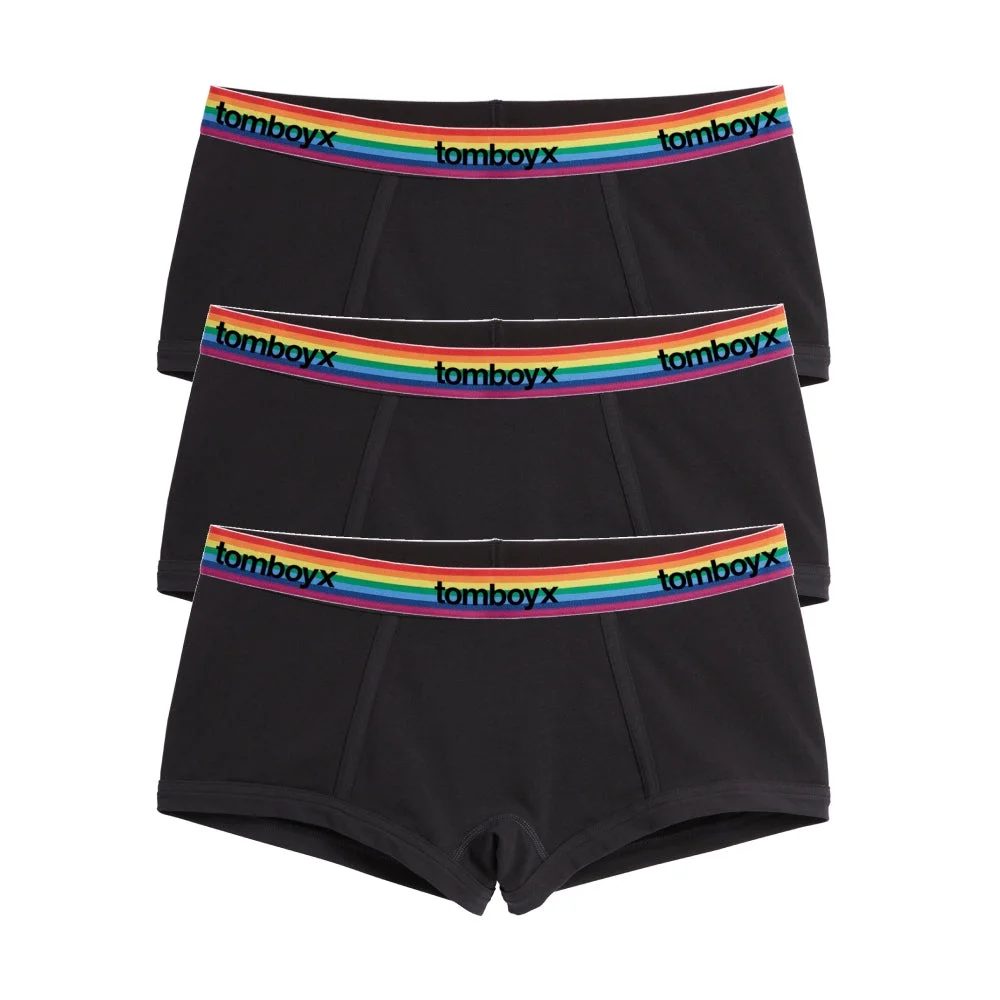 Image of Boy Shorts 3-Pack - Cotton Black Rainbow Logo