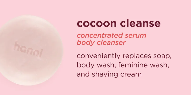 cocoon cleanse concentrated serum body cleanser conveniently replaces soap, body wash, feminine wash, and shaving cream
