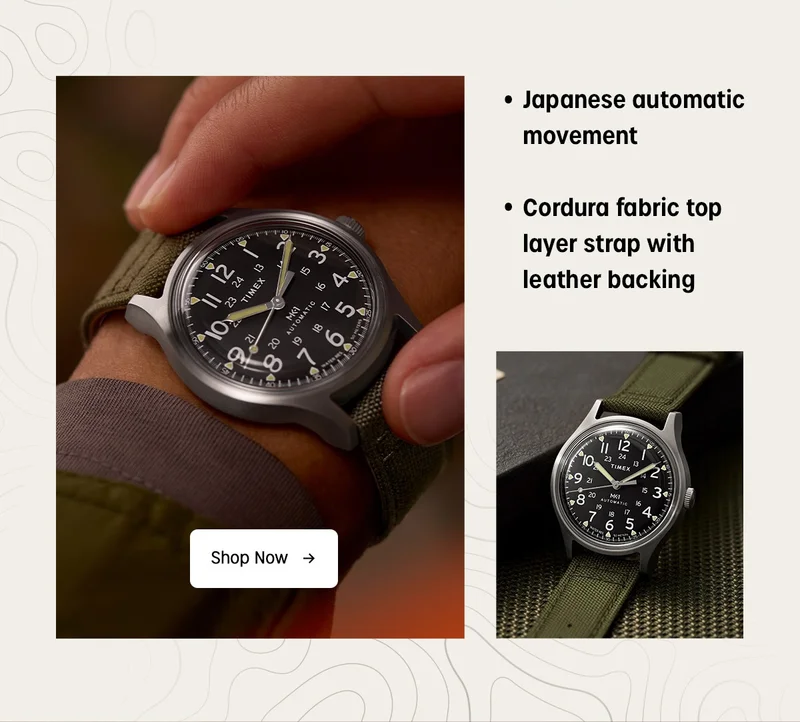 MK1 AUTOMATIC | Shop Now | Japanese automatic movement | Cordura fabric top layer strap with leather backing | Shop Now