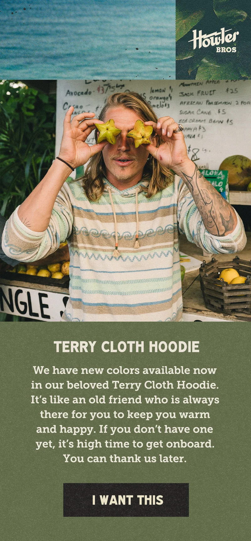 We have new colors available now in our beloved Terry Cloth Hoodie. It’s like an old friend who is always there for you to keep you warm and happy. If you don’t have one yet, it’s high time to get onboard. You can email and text us a thank you later.