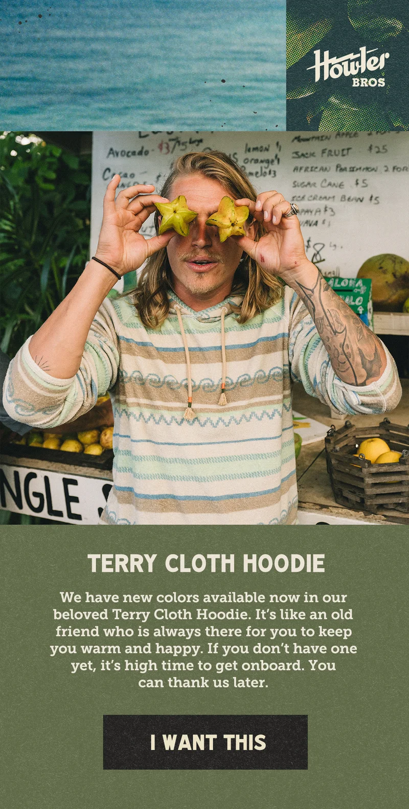 We have new colors available now in our beloved Terry Cloth Hoodie.  It’s like an old friend who is always there for you to keep you warm and happy.  If you don’t have one yet, it’s high time to get onboard. You can email and text us a thank you later.