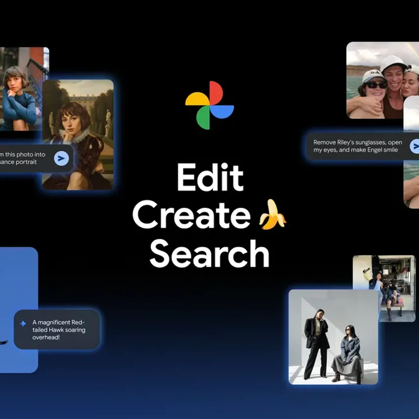 AI editing features: style transformation, facial editing, image generation.
