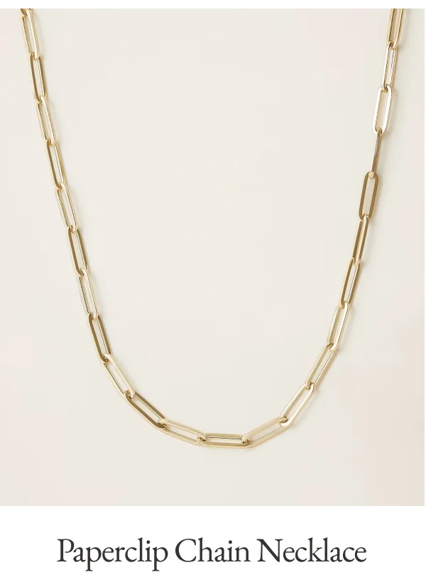 14k Solid Gold Paperclip Chain Necklace