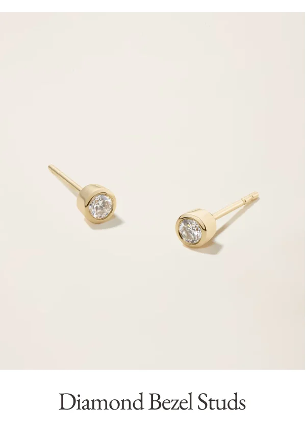 14k Solid Gold Diamond Bezel Studs