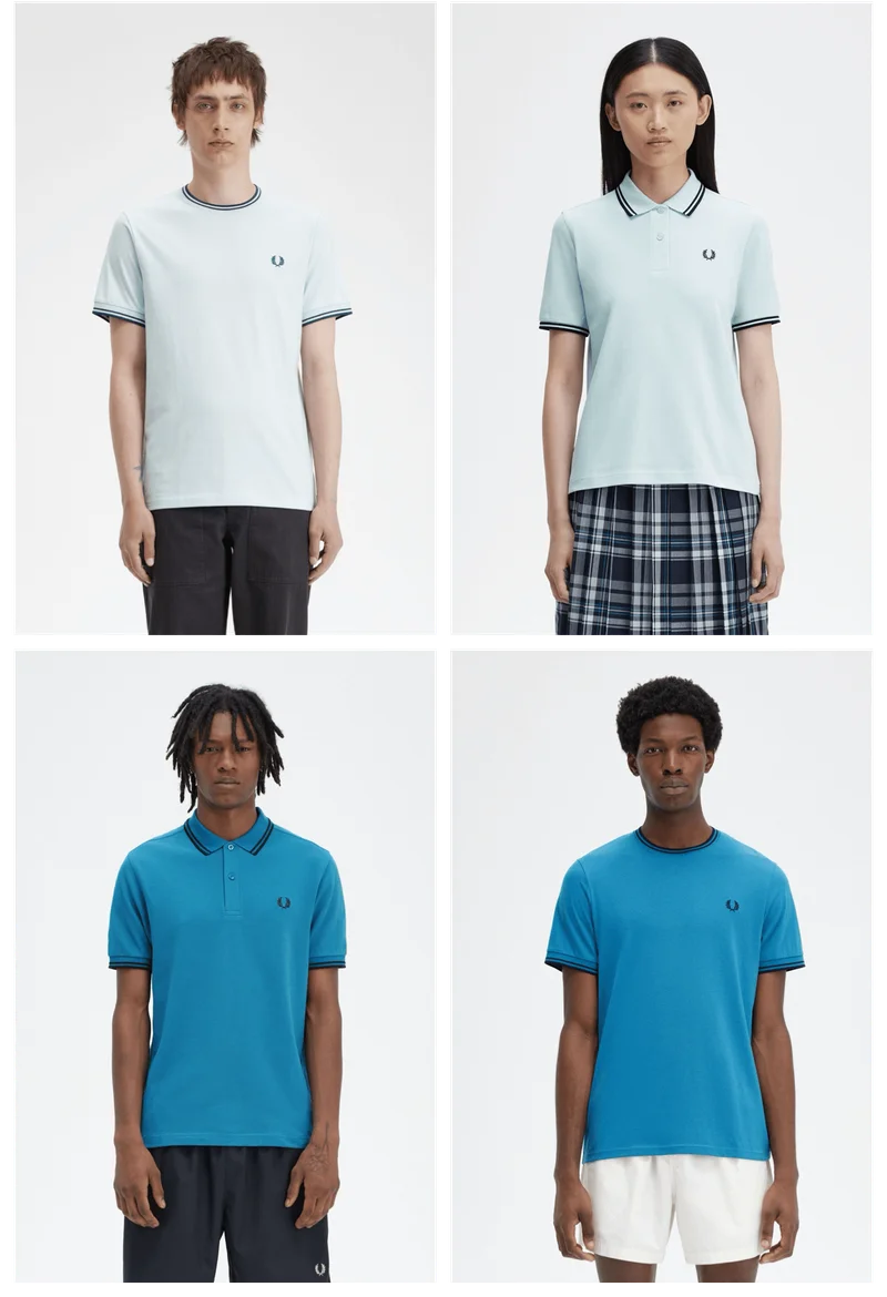 Collage of different male models wearing varied twin tipped products from fred perry